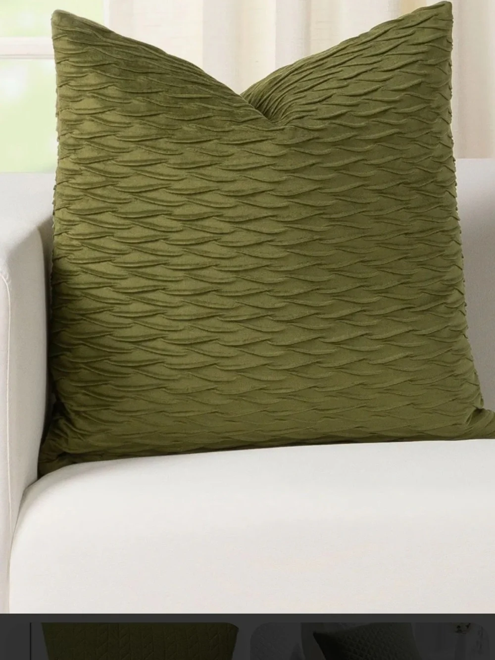Dezene moss green Textured Decorative Throw Pillow